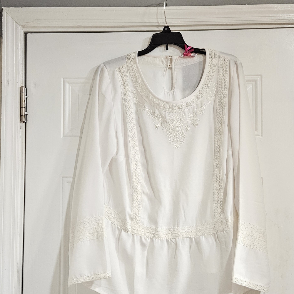 Simply Be Ivory Lace Accent Blouse